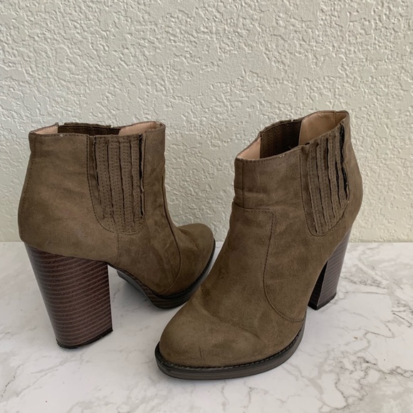 olive green high heel booties